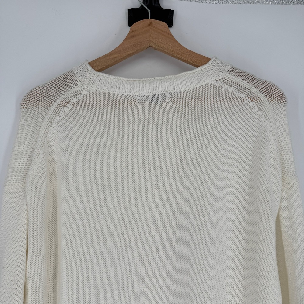 J.Crew Linen Cotton Knit Beach Sweater Womens S Cream Coastal Crewneck Slouchy - Picture 6 of 14